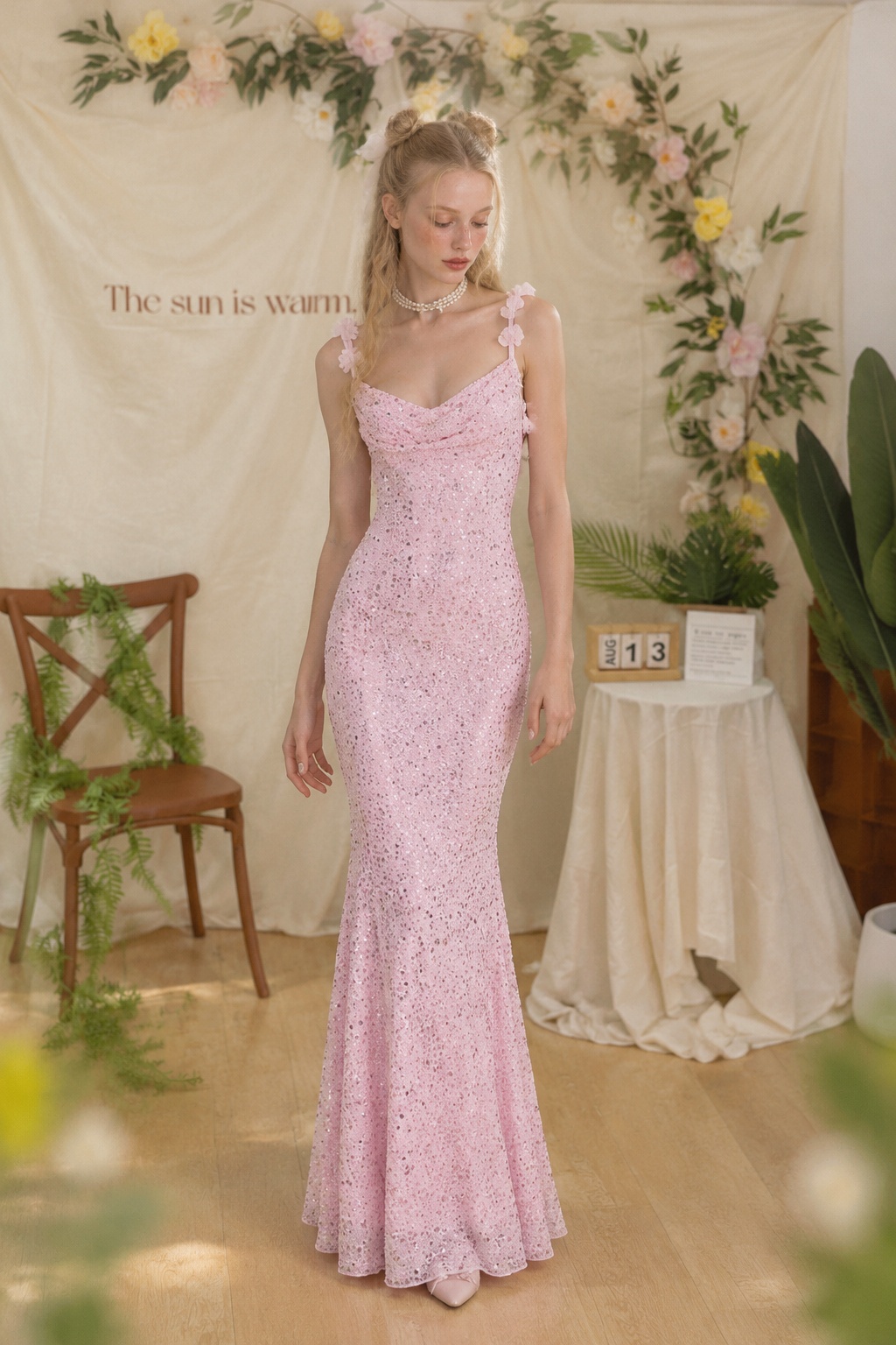 Pink Blossom Sequin Gown