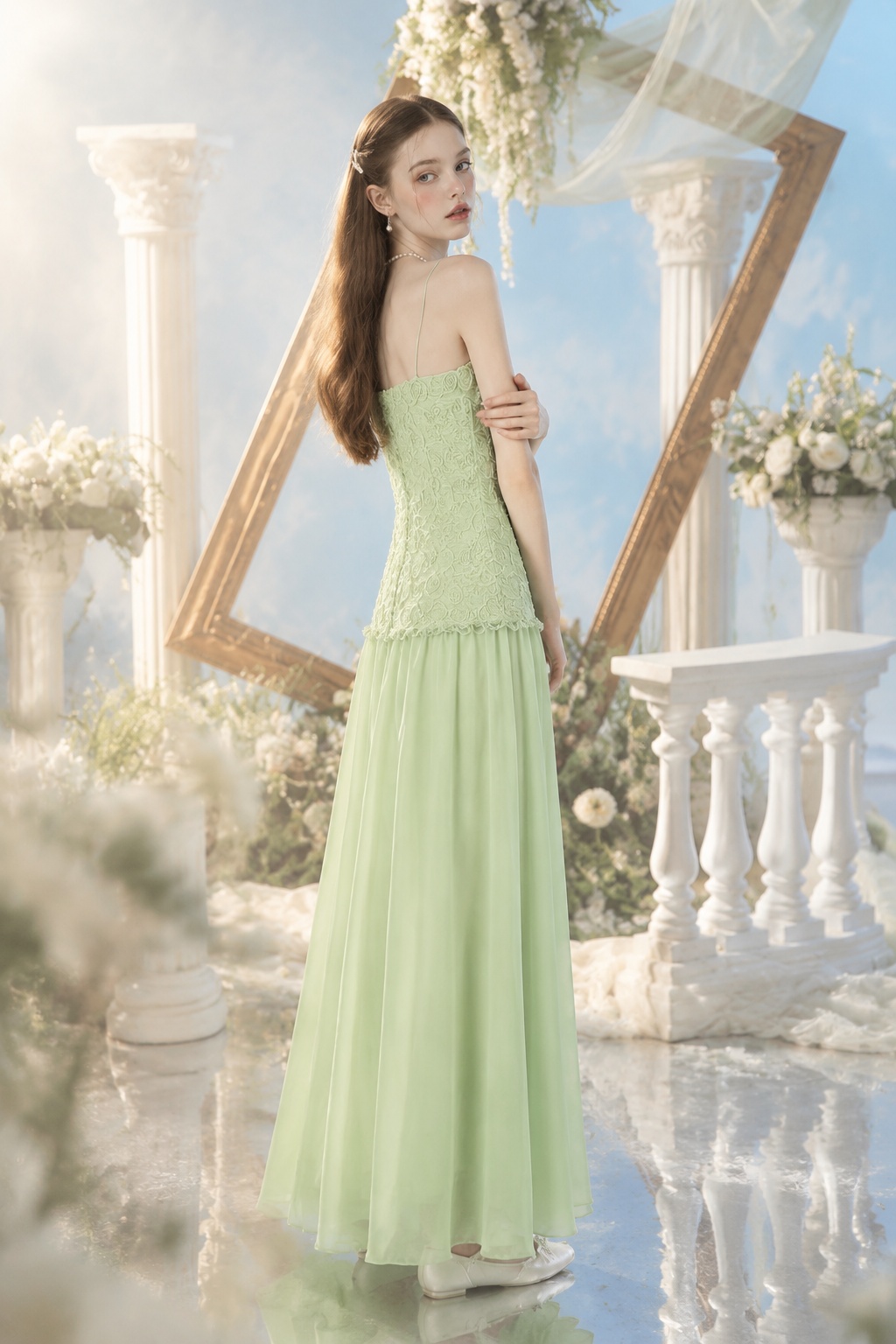 Mint Whisper Lace Maxi Dress