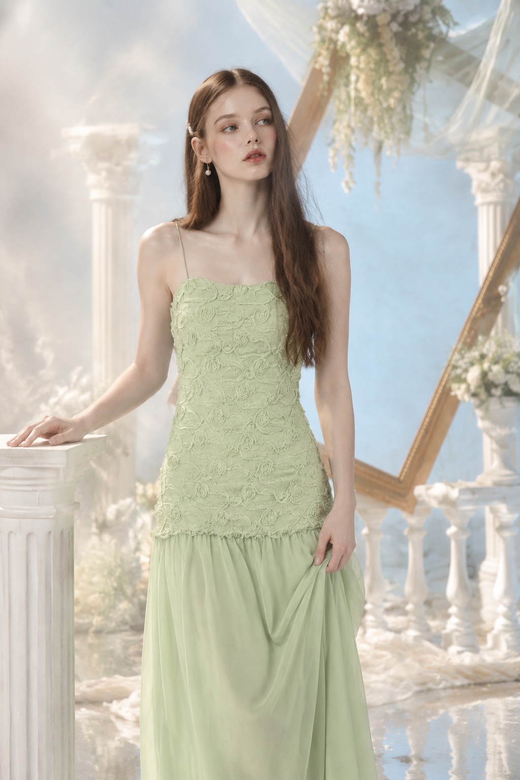 Mint Whisper Lace Maxi Dress