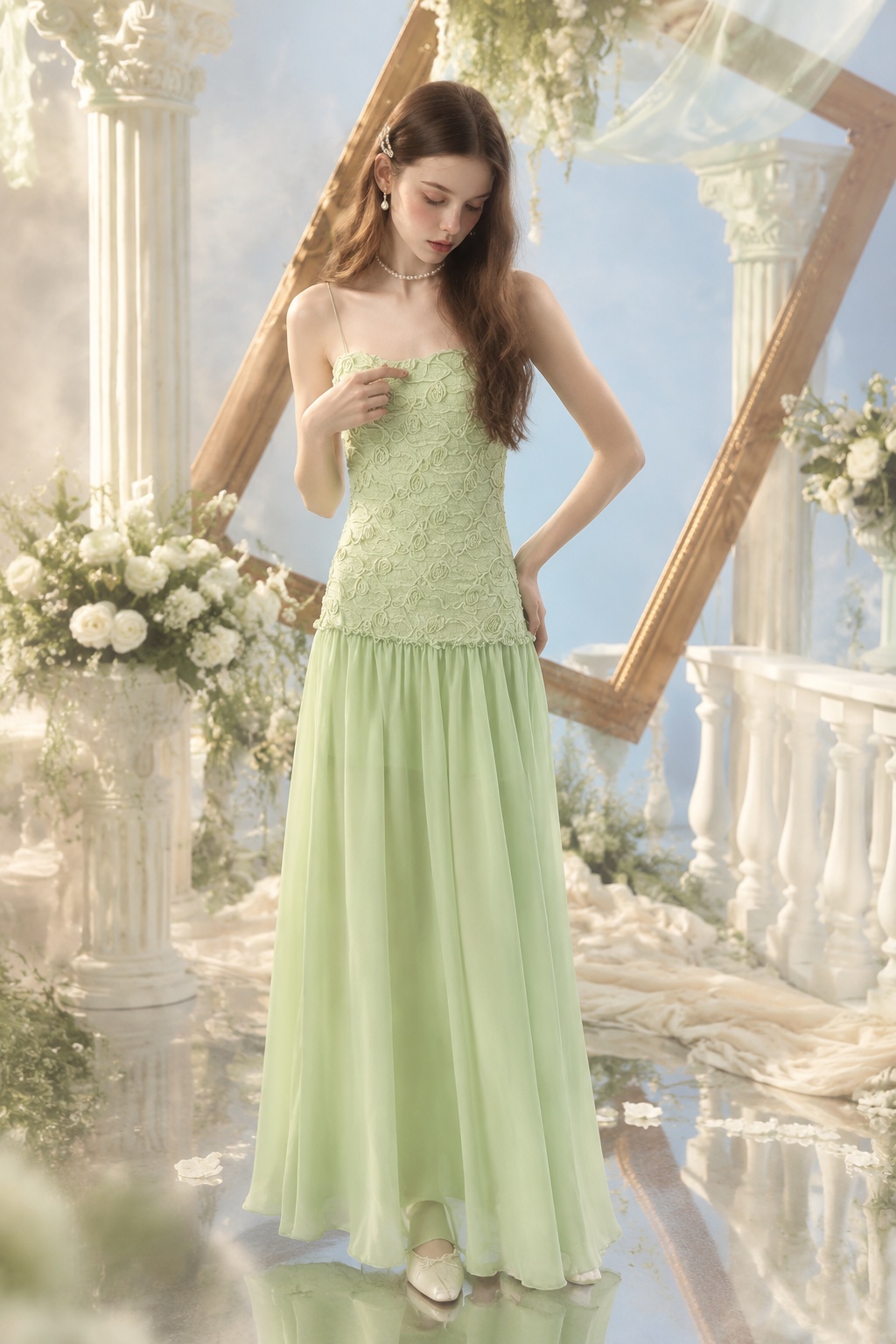 Mint Whisper Lace Maxi Dress