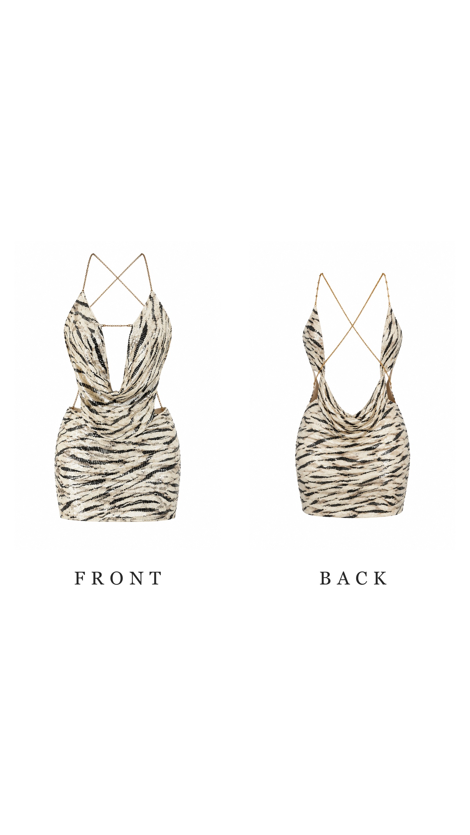 Zebra Siren Deep V Mini Dress