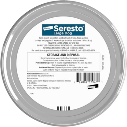 Seresto Flea & Tick Collar For Dogs Over 18 lbs., Treatment & Prevention, Vet-Recommend, 8 Month Protection
