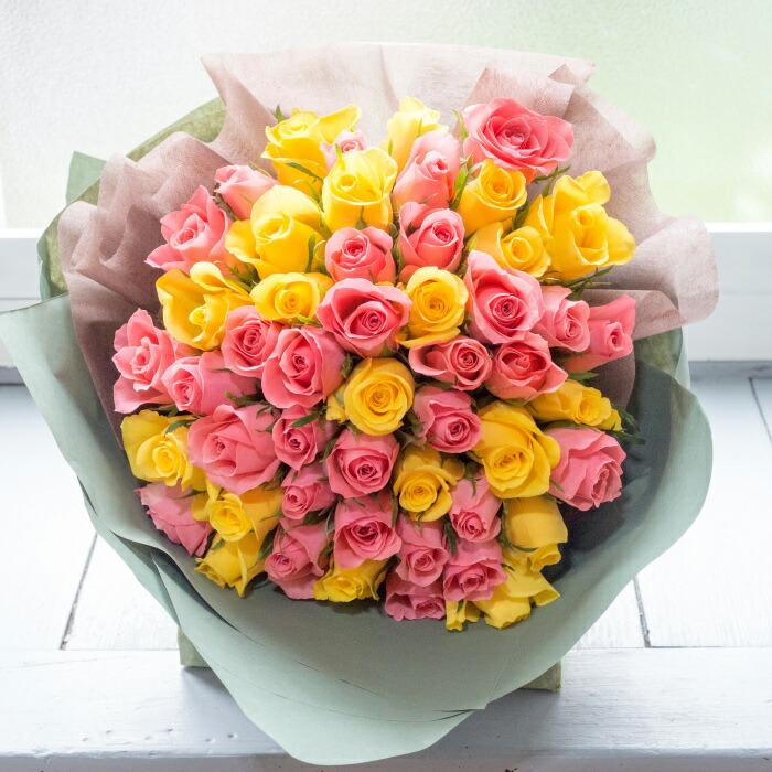 【最短翌日★昼12時〆】花 ギフト 誕生日 バラ50本花束 選べる 旬のアレンジ バレンタイン ホワイトデー 卒業式 入学式 花束 プレゼント バラ フラワーギフト フラワーアレンジメント ブーケ 本数指定 お花 薔薇 送料無料 おしゃれ プロポーズ 結婚記念日 生花 還暦祝い FKAA