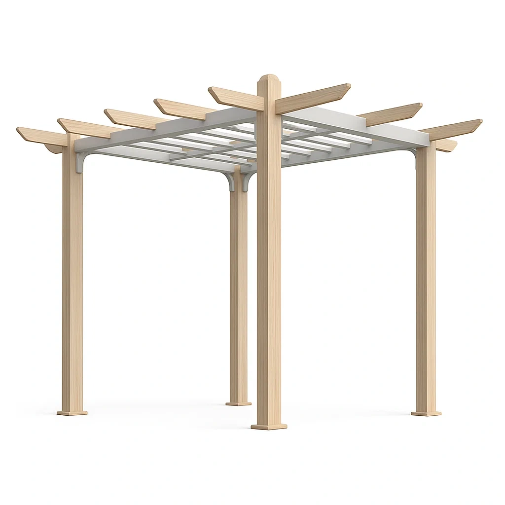 Pergola in legno massello e acciaio verniciato-granddecora