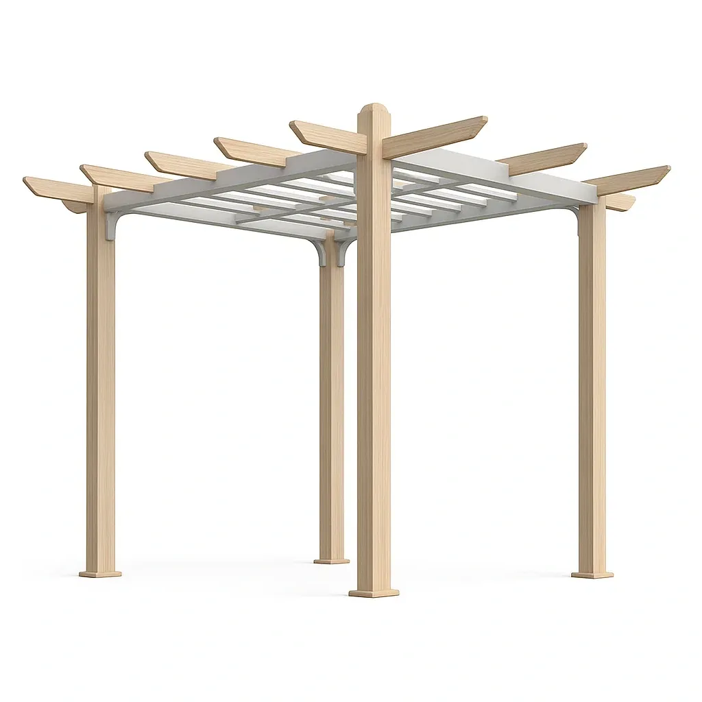 Pergola in legno massello e acciaio verniciato-granddecora