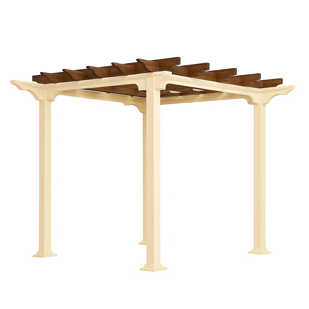 Pergola quadrata in legno e acciaio-granddecora
