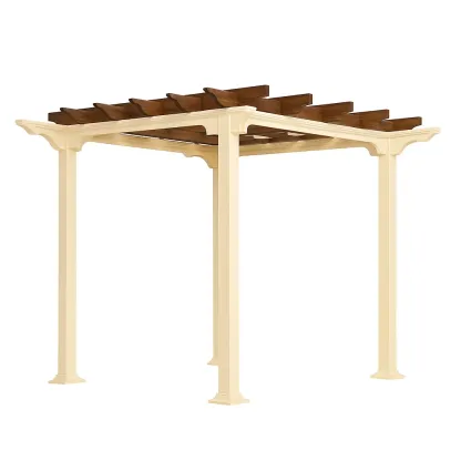 Pergola quadrata in legno e acciaio-granddecora
