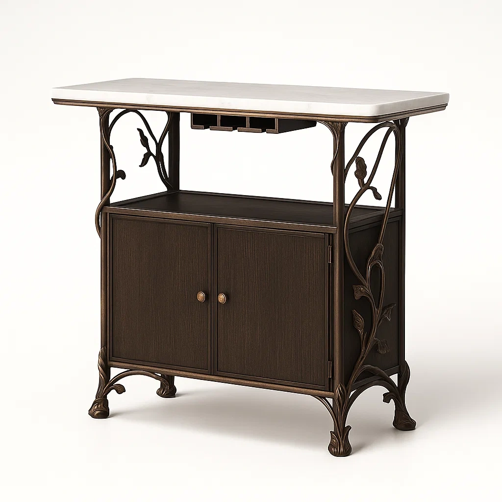 Bancone bar in ferro battuto con ripiano in marmo-granddecora