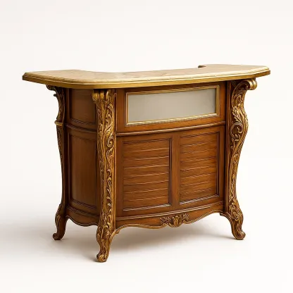 Bancone bar in legno massello con dettagli intagliati-granddecora