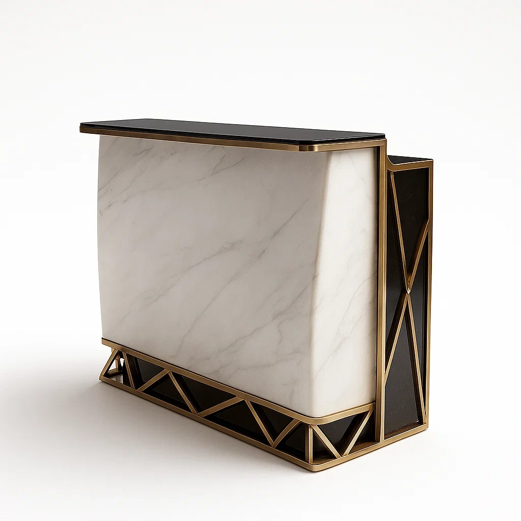 Bancone bar in marmo sintetico e metallo-granddecora