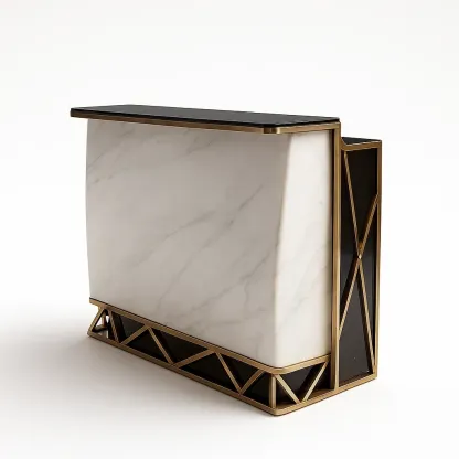 Bancone bar in marmo sintetico e metallo-granddecora