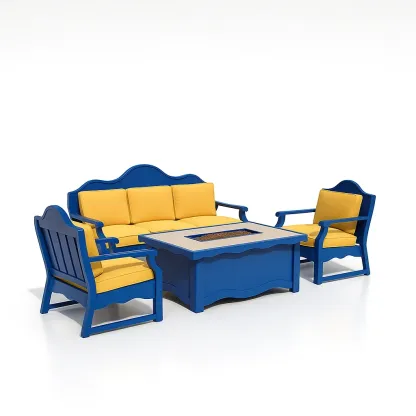 Set da terrazza in legno con divano, poltrona,tavolo con braciere e cuscini-granddecora