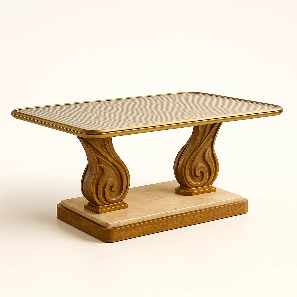 Tavolino da caffè rettangolare in legno e vetro temperato,120x60x45 cm-granddecora