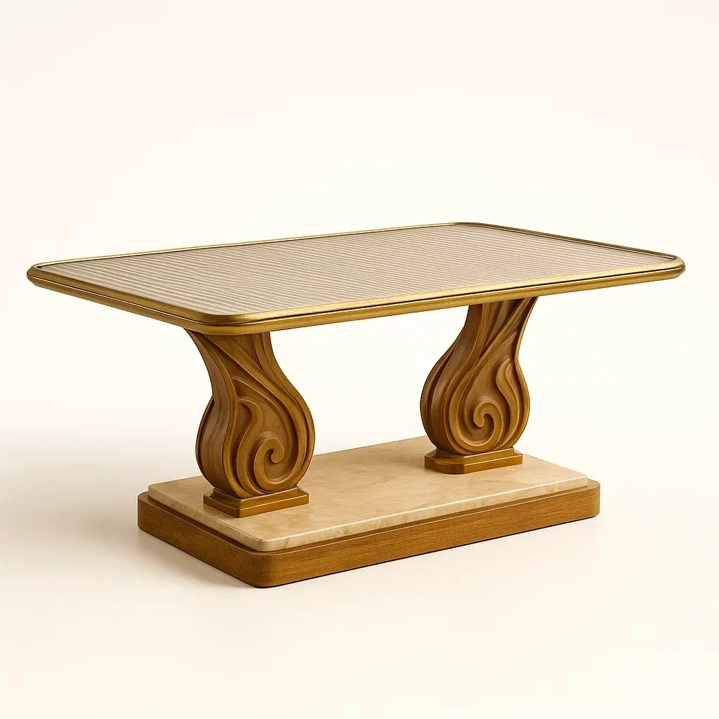 Tavolino da caffè rettangolare in legno e vetro temperato,120x60x45 cm-granddecora