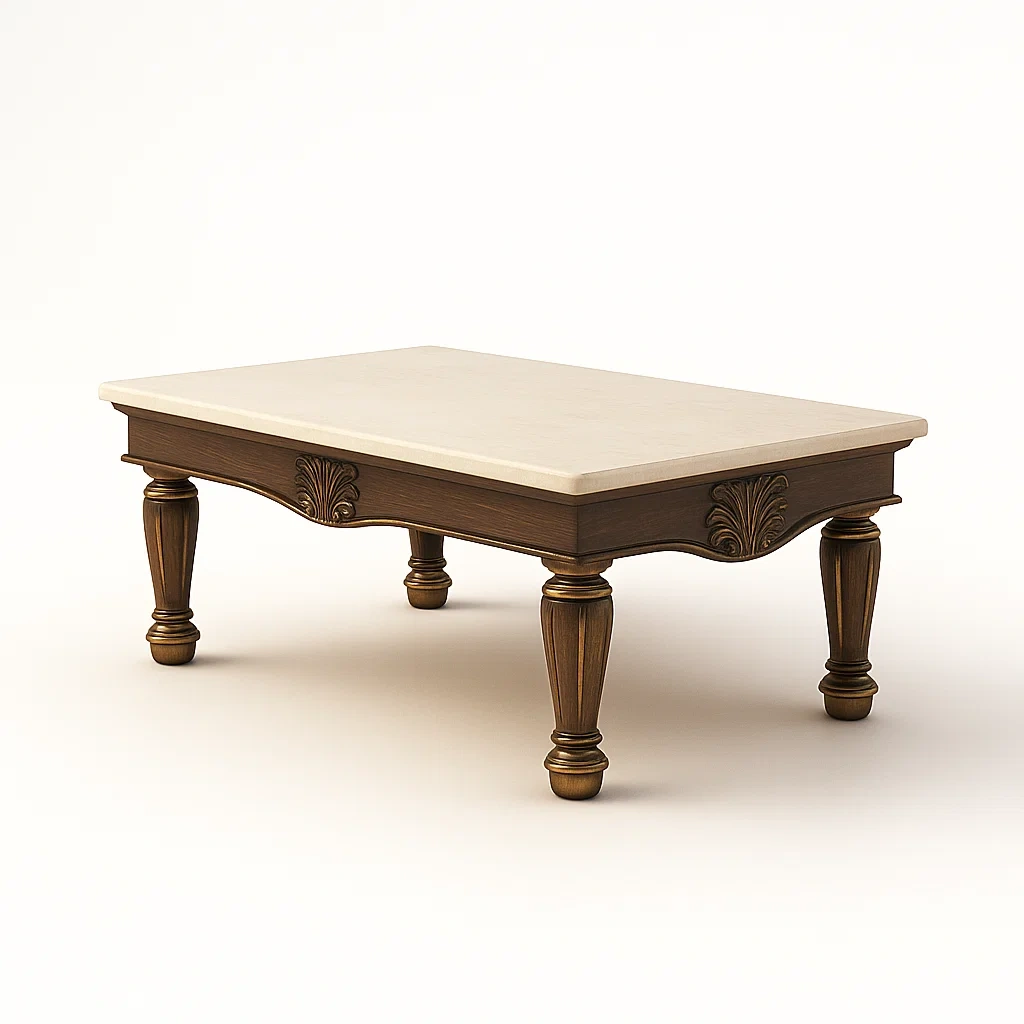 Tavolino da caffè in legno con piano in marmo-granddecora