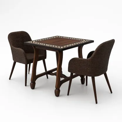 Set tavolo e sedie da terrazza in legno e rattan-granddecora
