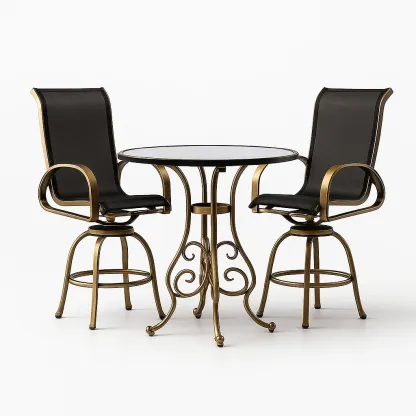 Set tavolo e sedie da terrazza in vetro temperato e metallo con tessuto sintetico-granddecora