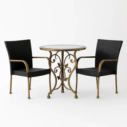 Set tavolo e sedie da terrazza in vetro con sedie in rattan sintetico-granddecora