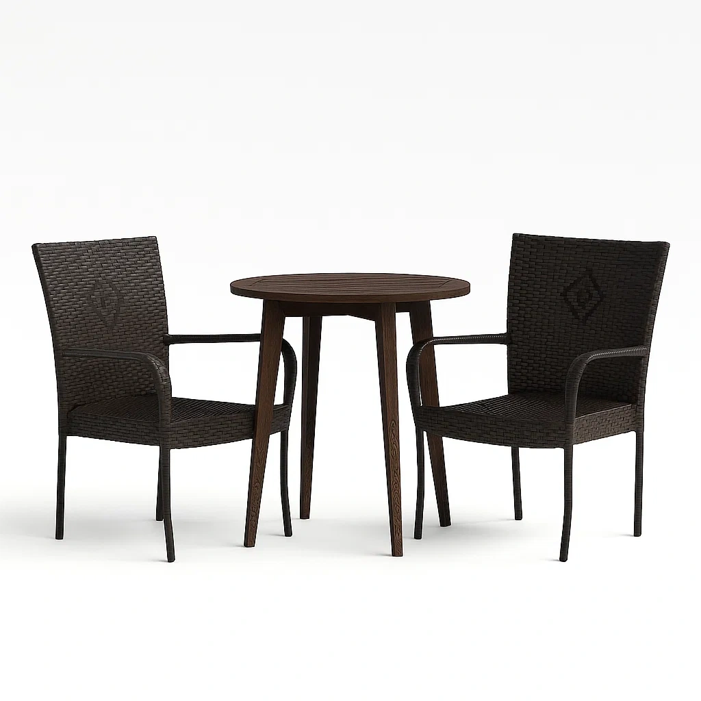 Set tavolo e sedie da terrazza in legno e rattan sintetico-granddecora