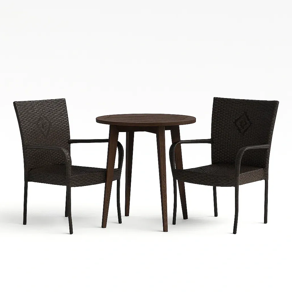 Set tavolo e sedie da terrazza in legno e rattan sintetico-granddecora