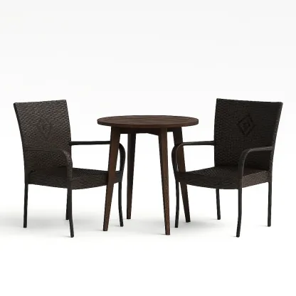 Set tavolo e sedie da terrazza in legno e rattan sintetico-granddecora