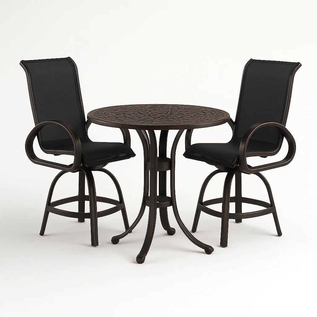 Set tavolo e sedie da terrazza in alluminio con seduta in tessuto-granddecora