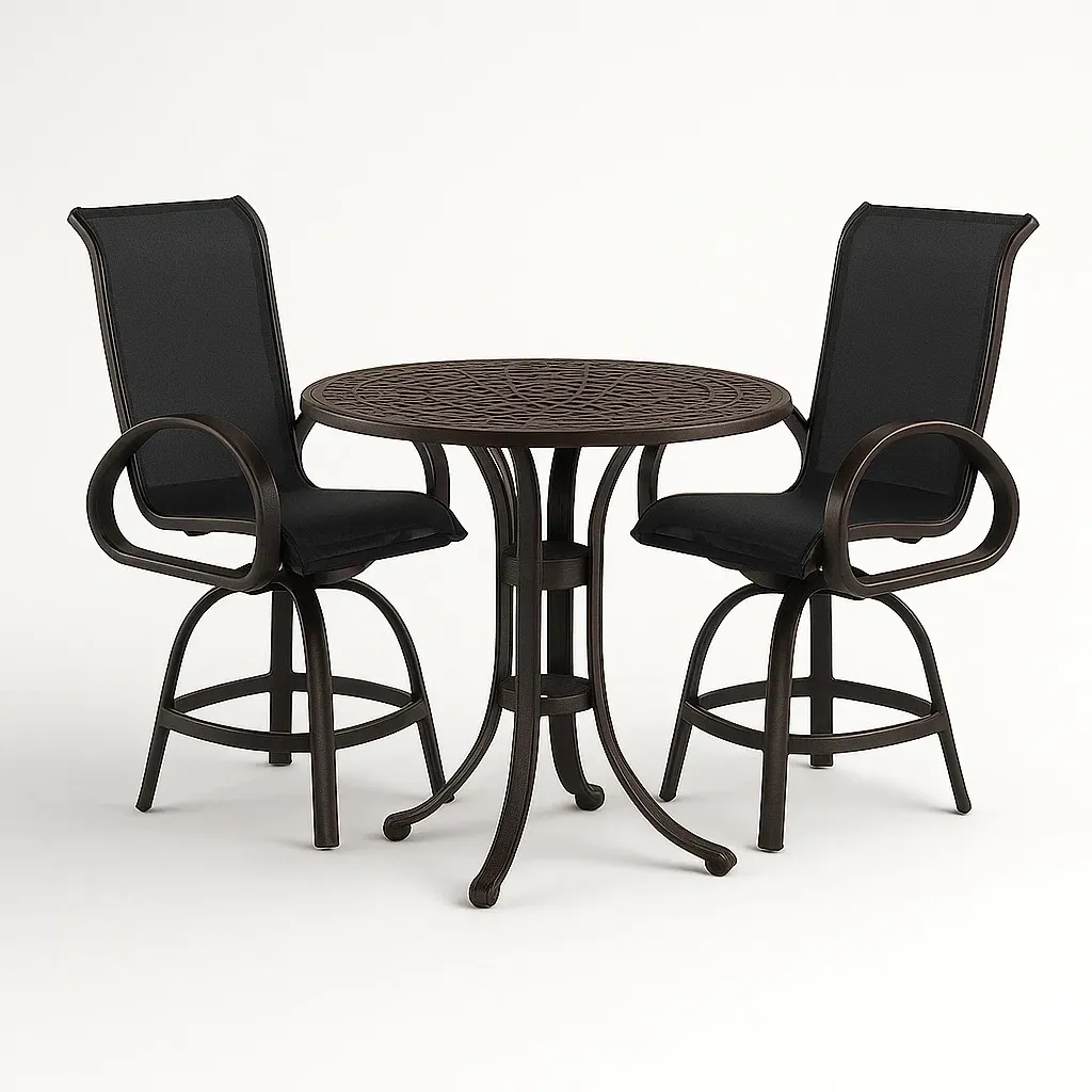 Set tavolo e sedie da terrazza in alluminio con seduta in tessuto-granddecora