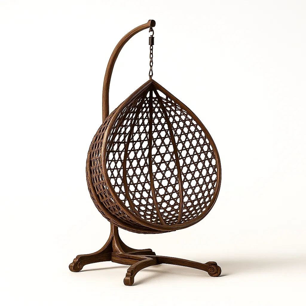 Sedia a uovo da terrazza in rattan con supporto-granddecora