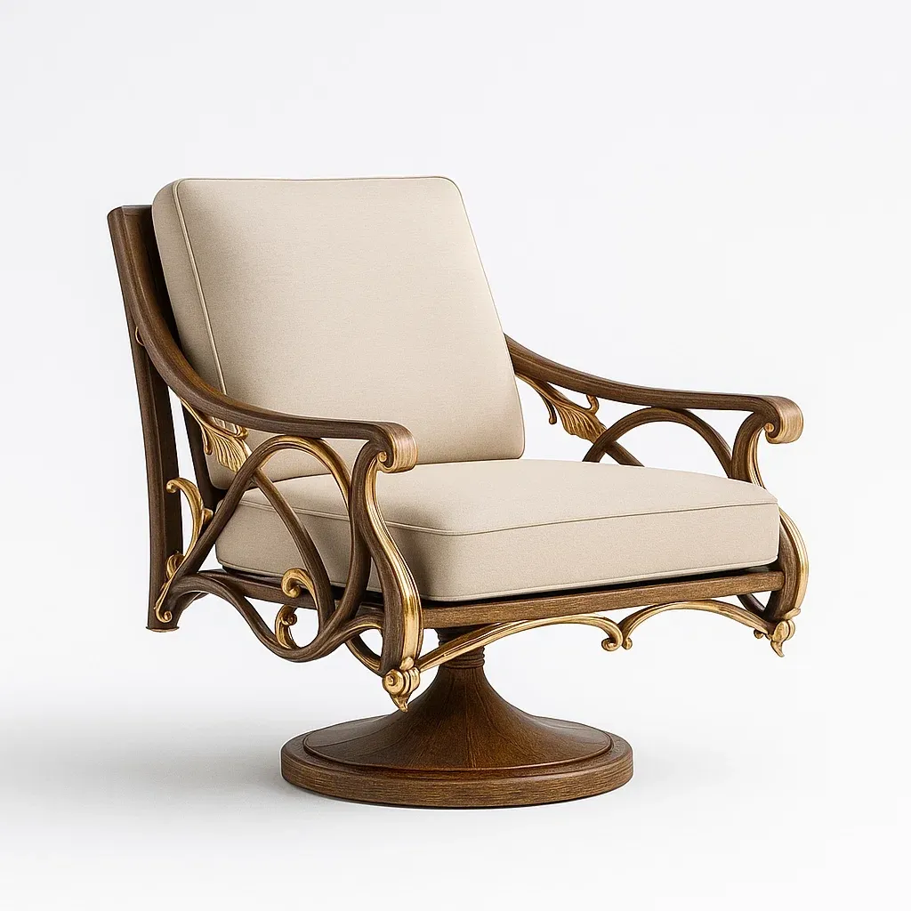 Sedia girevole in legno con cuscino-granddecora