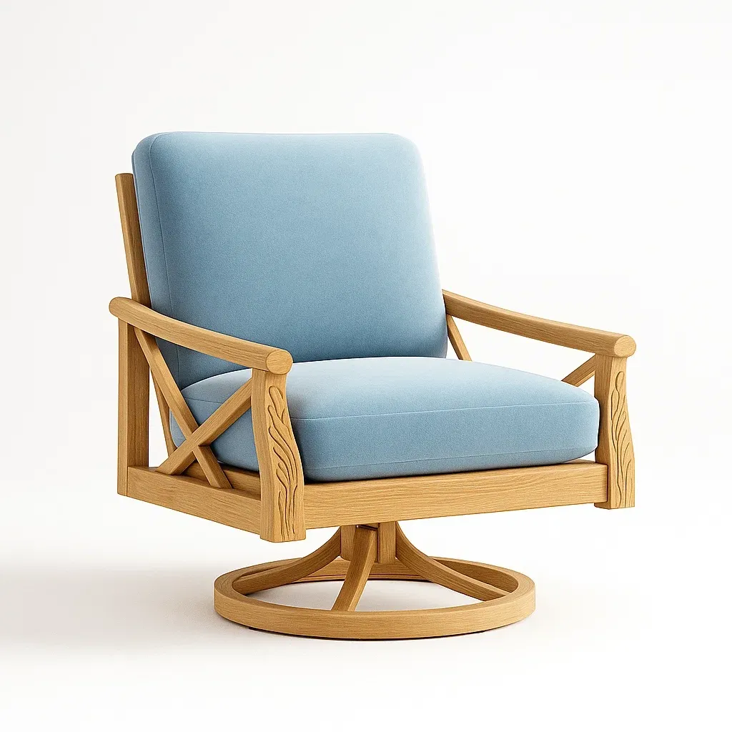 Sedia girevole in legno e tessuto-granddecora