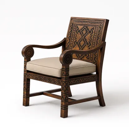 Poltrona da terrazza in legno intagliato con cuscino in cotone-granddecora