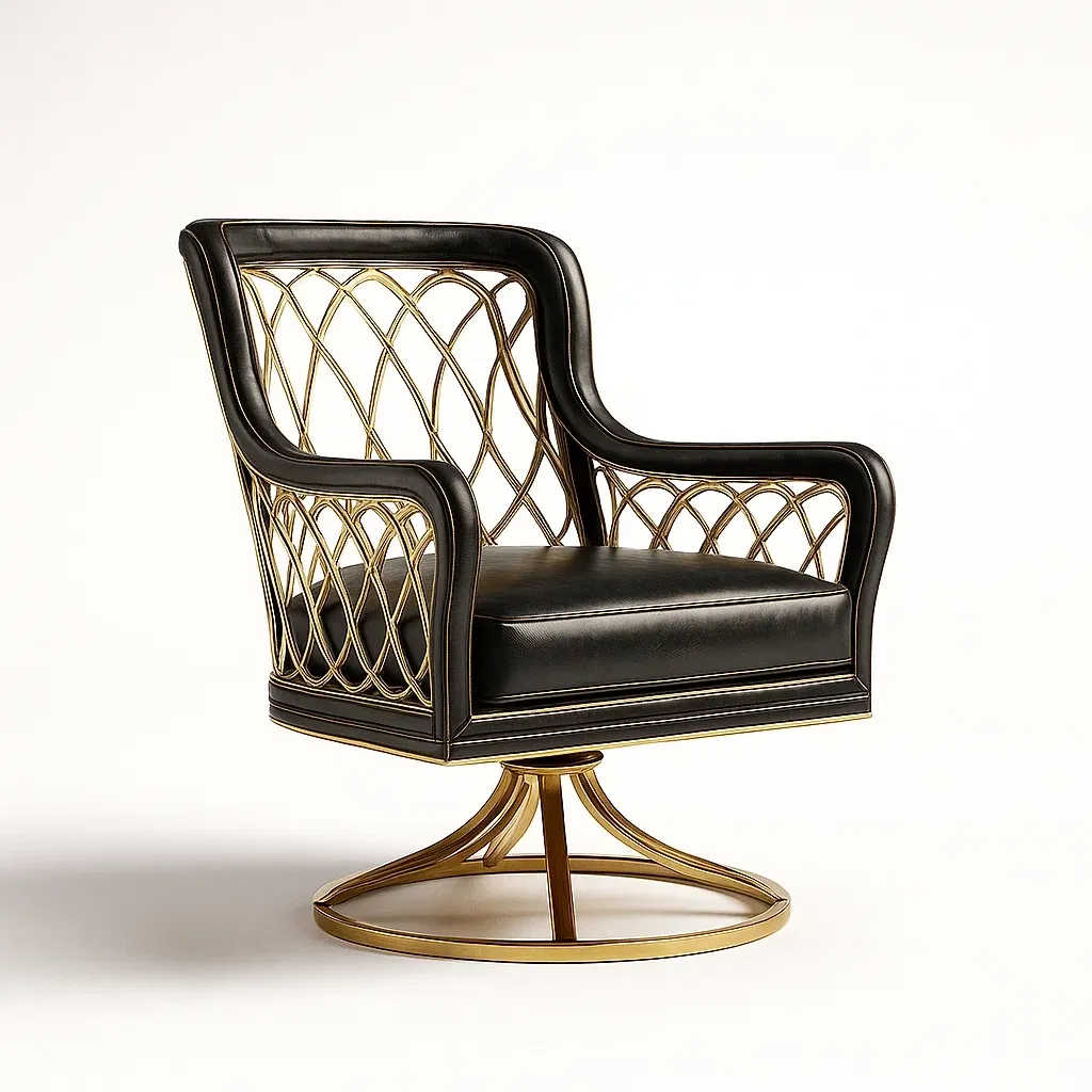 Sedia girevole in pelle sintetica e metallo-granddecora