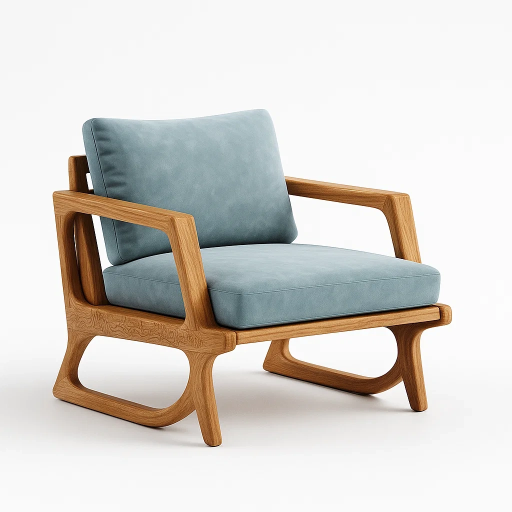 Poltrona da terrazza in legno e finta pelle-granddecora