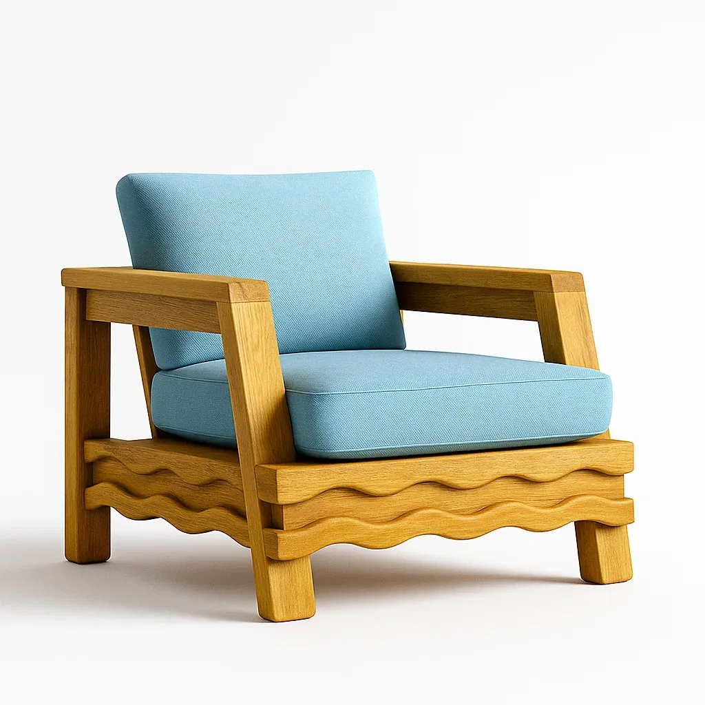 Poltrona da terrazza in rovere con cuscini in tessuto-granddecora