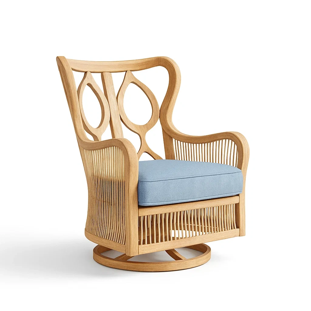 Sedia girevole in legno di quercia con cuscino-granddecora