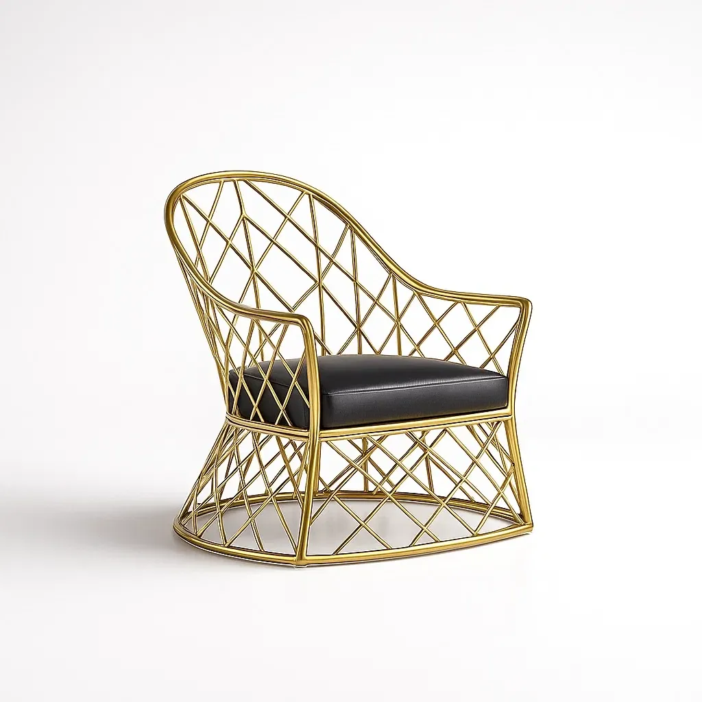 Poltrona da terrazza in metallo con cuscino in pelle-granddecora