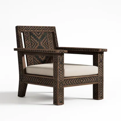 Poltrona da terrazza in legno massello intagliato con cuscino in schiuma di poliuretanica-granddecora