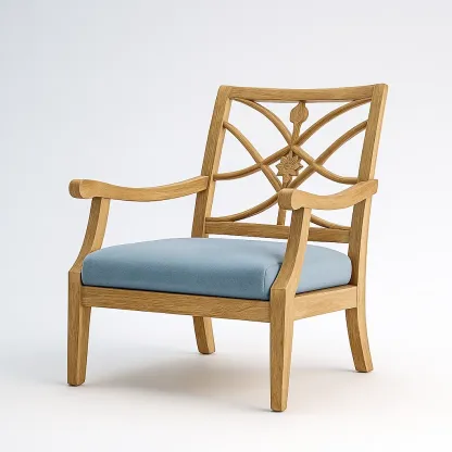 Poltrona da terrazza in legno di quercia con rivestimento in poliestere-granddecora