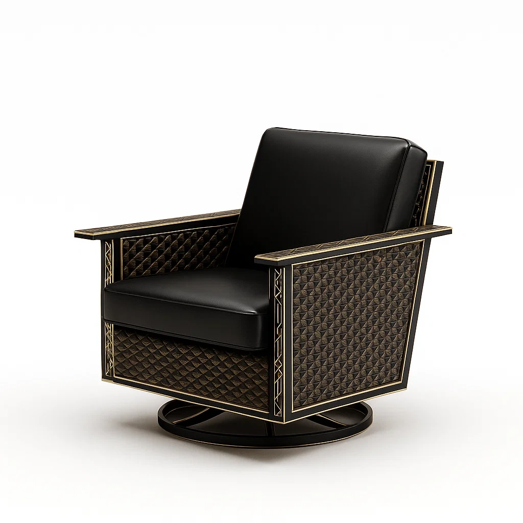 Sedia girevole in metallo con imbottitura in pelle PU-granddecora