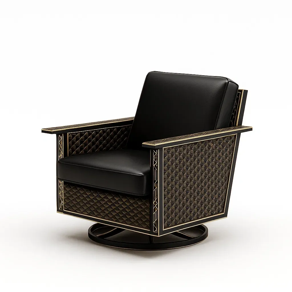 Sedia girevole in metallo con imbottitura in pelle PU-granddecora