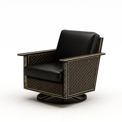 Sedia girevole in metallo con imbottitura in pelle PU-granddecora