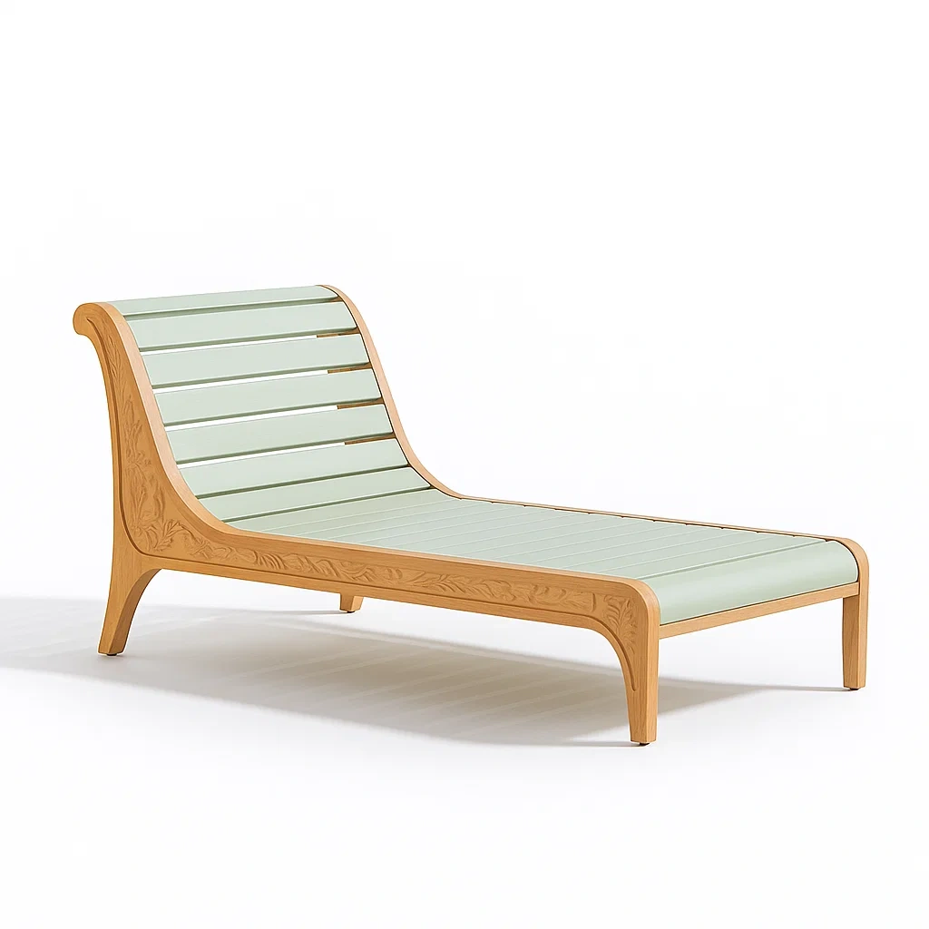 Lettino prendisole in legno con doghe in tessuto-granddecora