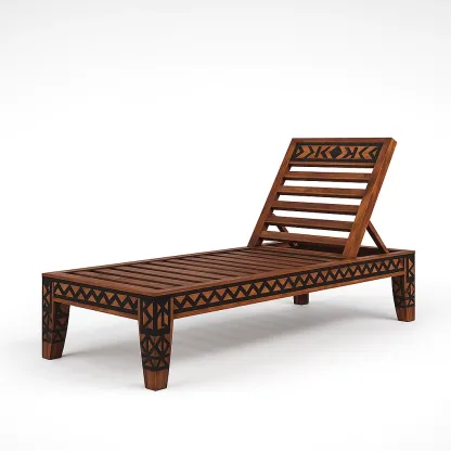 Lettino prendisole in legno massello con motivi geometrici-granddecora