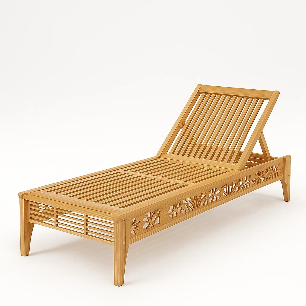 Lettino prendisole in legno di teak regolabile,190x60x30 cm-granddecora