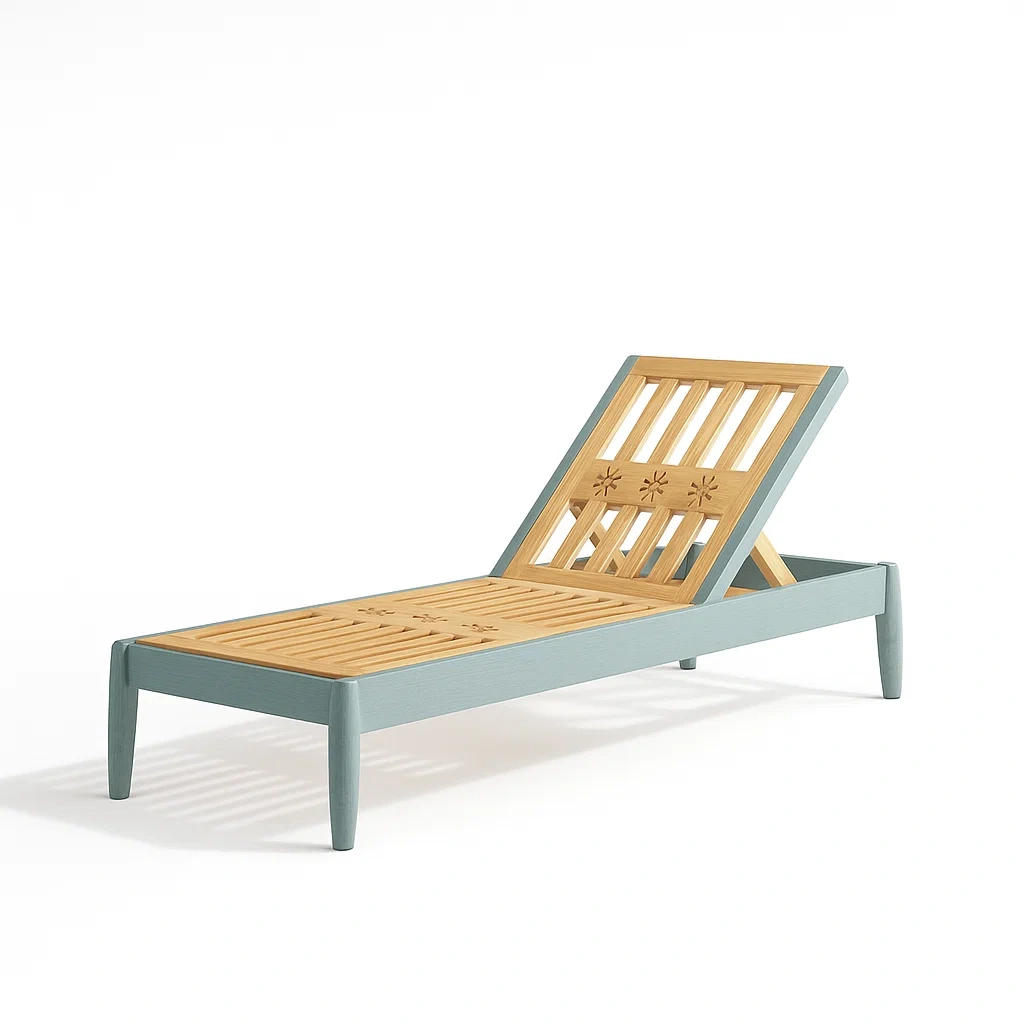 Lettino prendisole in legno di teak-granddecora