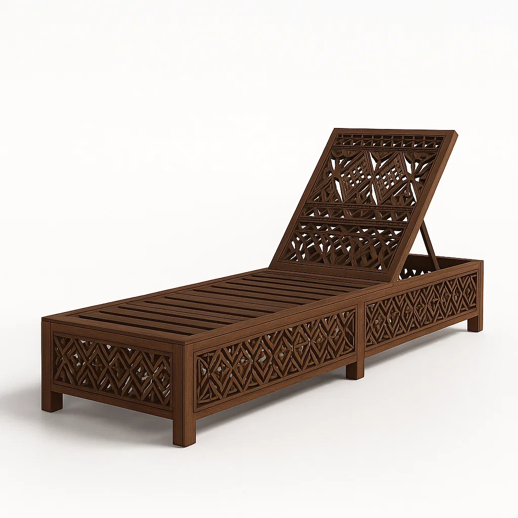 Lettino prendisole in legno di teak regolabile-granddecora