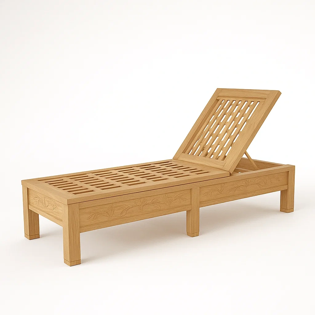 Lettino prendisole in legno massello con schienale regolabile-granddecora