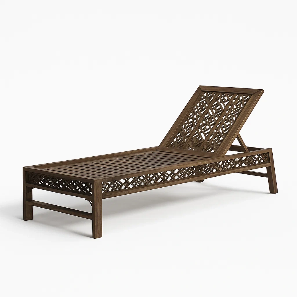 Lettino prendisole in legno di teak per esterni-granddecora