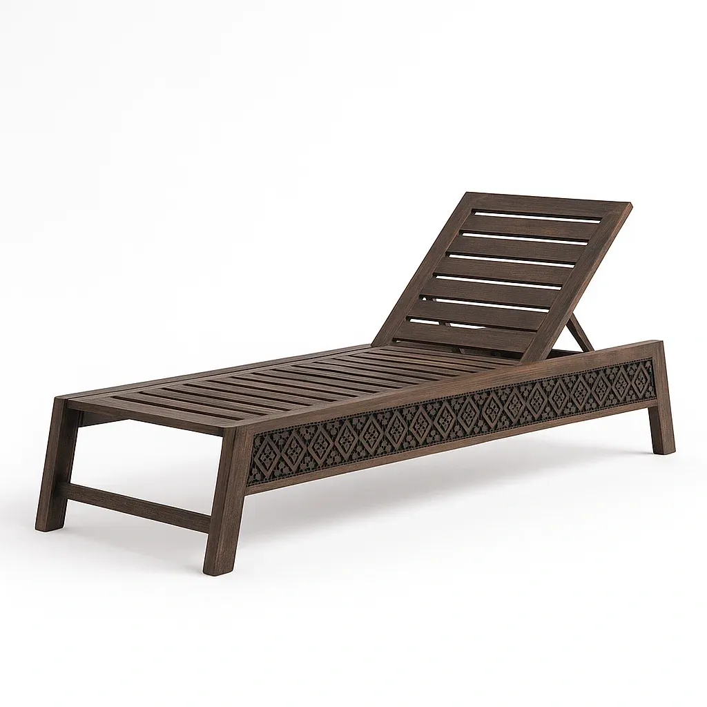 Lettino prendisole in legno massello,190x65x35 cm-granddecora