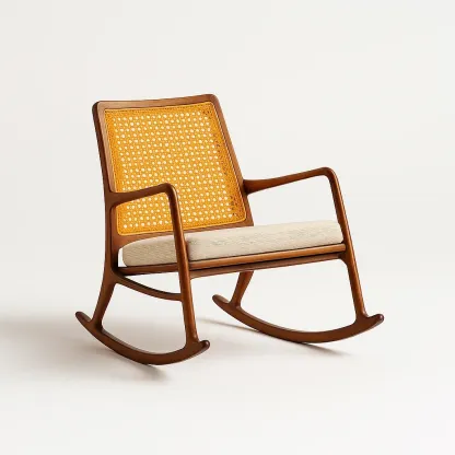 Sedia a dondolo da terrazza in legno con schienale e seduta-granddecora